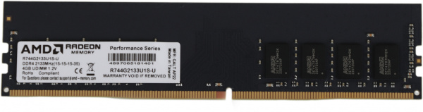 Память DDR4 4Gb 2133MHz AMD R744G2133U1S-U Radeon R7 Performance Series RTL PC4-17000 CL15 DIMM 288-pin 1.2В