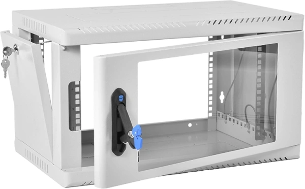Шкаф коммутационный ЦМО (ШРН-6.500) напольный 6U 600x500мм пер.дв.стекл 200кг серый 470мм 180град.