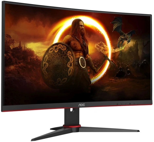 Монитор AOC 27" Gaming CQ27G2SE/BK черный/красный VA LED 16:9 HDMI матовая HAS Piv 250cd 2560x1440 165Hz FreeSync Premium Pro DP Quad 2K (1440p) 5.4кг