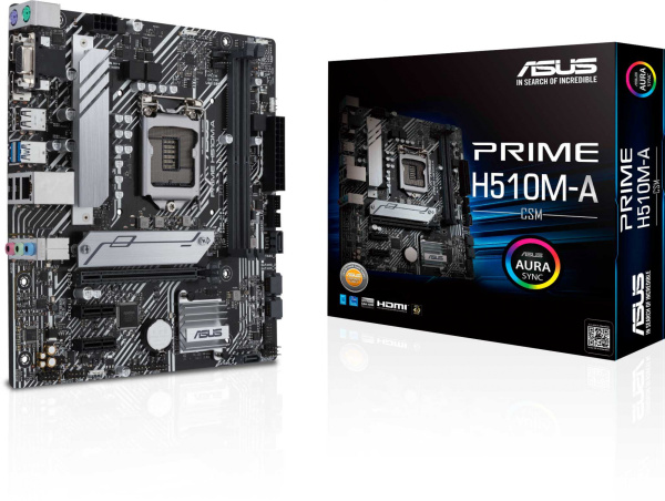 Материнская плата Asus PRIME H510M-A Soc-1200 Intel H510 2xDDR4 mATX AC`97 8ch(7.1) GbLAN+VGA+HDMI+DP