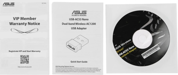 Сетевой адаптер Wi-Fi Asus USB-AC53 Nano AC1200 USB 2.0