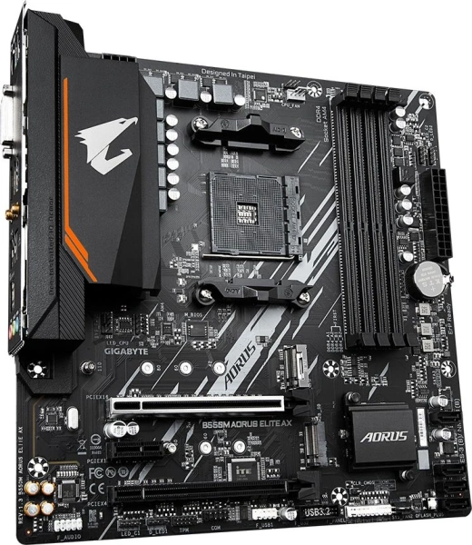 Материнская плата Gigabyte B550M AORUS ELITE AX Soc-AM4 AMD B550 4xDDR4 mATX AC`97 8ch(7.1) GbLAN RAID+DVI+HDMI