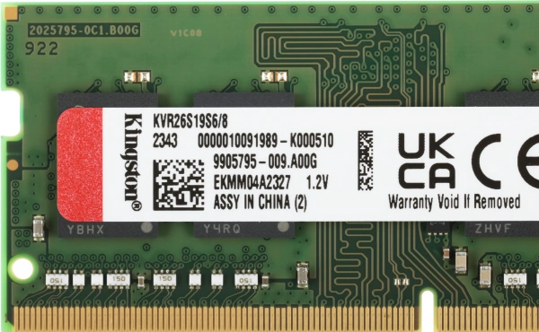 Память DDR4 8Gb 2666MHz Kingston KVR26S19S6/8 VALUERAM RTL PC4-21300 CL19 SO-DIMM 260-pin 1.2В single rank Ret