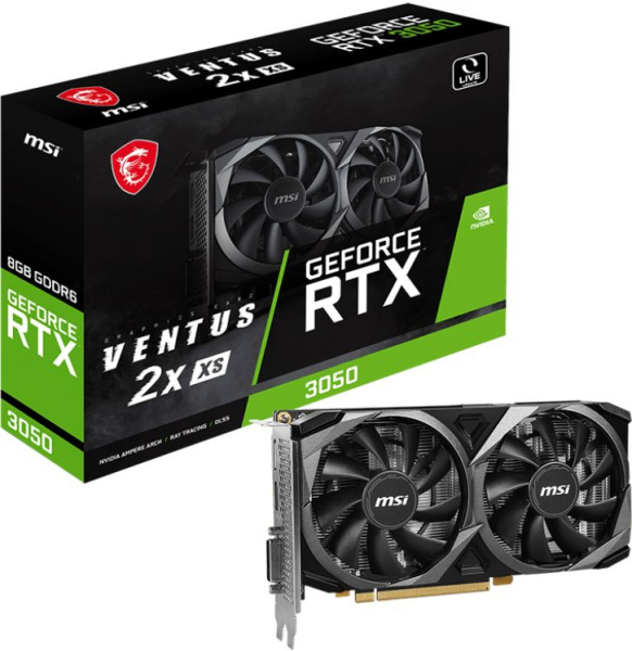 Видеокарта MSI PCI-E 4.0 RTX 3050 VENTUS 2X XS 8G NVIDIA GeForce RTX 3050 8Gb 128bit GDDR6 1777/14000 DVIx1 HDMIx1 DPx1 HDCP Ret