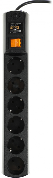 Сетевой фильтр Most HP 2м (6 розеток) черный (коробка)