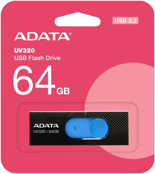 Флеш Диск A-Data 64Gb UV320 AUV320-64G-RBKBL USB3.2 черный