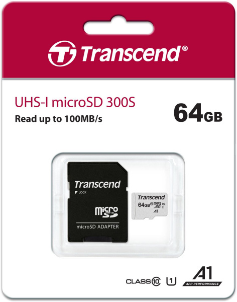 Флеш карта microSDXC 64GB Transcend TS64GUSD300S-A + adapter