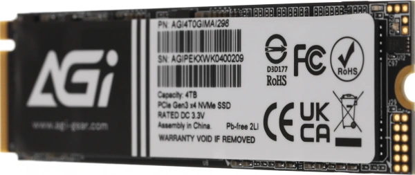 Накопитель SSD AGi PCIe 3.0 x4 4TB AGI4T0GIMAI298 AI298 M.2 2280