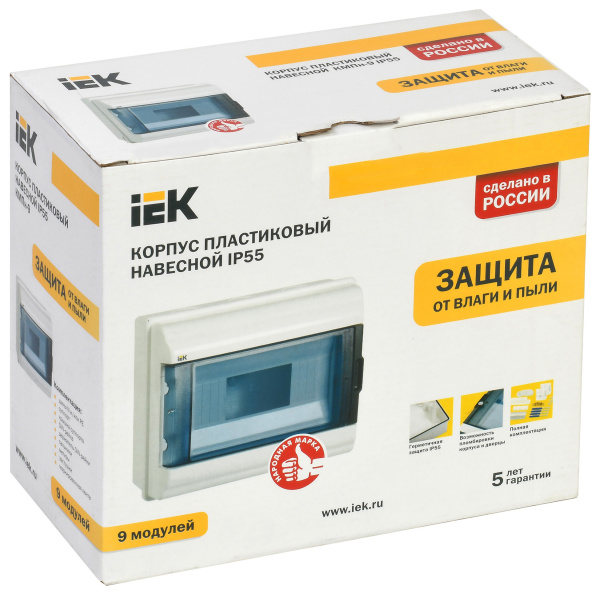 Щит распределительный IEK MKP72-N3-09-55 КМПн-9 IP55 для установки модульных устройств навесной 235мм 108мм 198мм 660B 9мод. пластик IP55 белый (упак.:1шт)