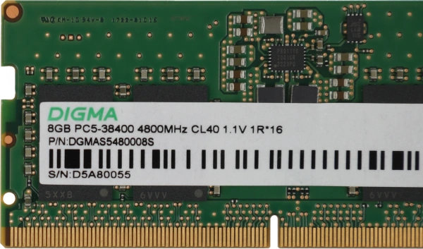 Память DDR5 8GB 4800MHz Digma DGMAS5480008S RTL PC5-38400 CL40 SO-DIMM 262-pin 1.1В single rank Ret