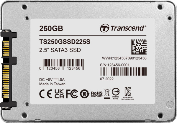 Накопитель SSD Transcend SATA-III 250GB TS250GSSD225S 225S 2.5" 0.3 DWPD