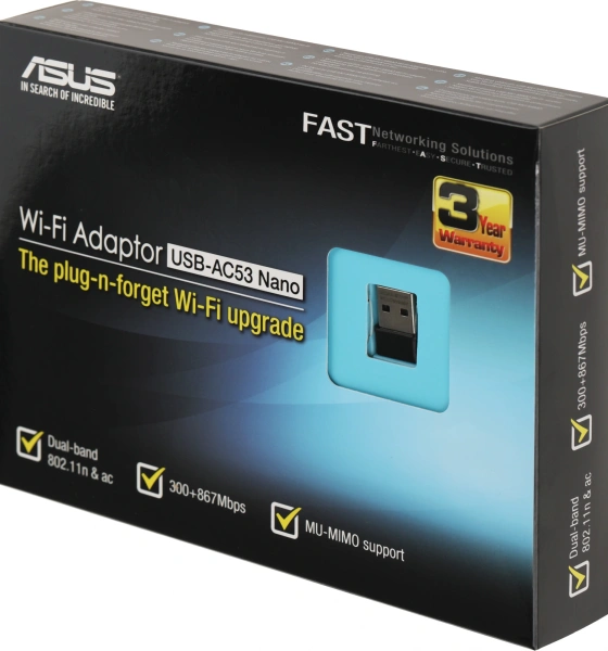 Сетевой адаптер Wi-Fi Asus USB-AC53 Nano AC1200 USB 2.0