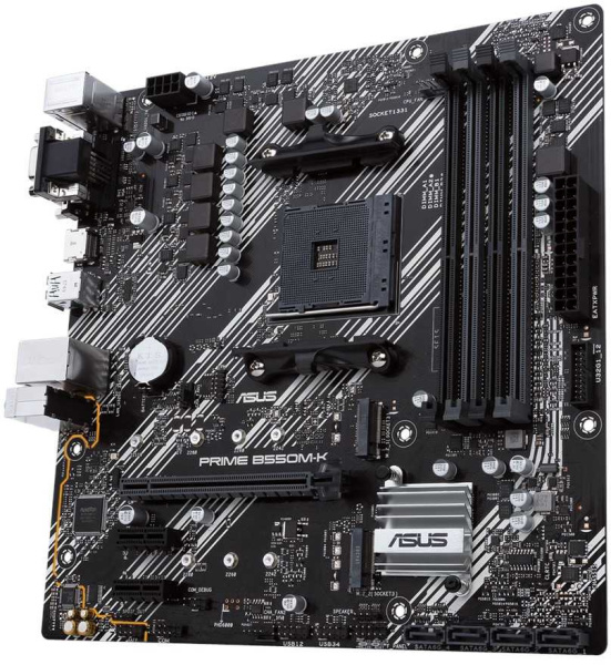 Материнская плата Asus PRIME B550M-K Soc-AM4 AMD B550 4xDDR4 mATX AC`97 8ch(7.1) GbLAN RAID+VGA+DVI+HDMI