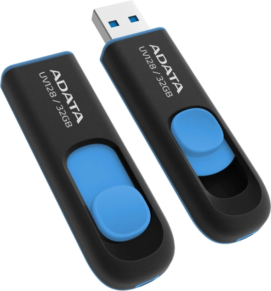 Флеш Диск A-Data 32Gb DashDrive UV128 AUV128-32G-RBE USB3.0 черный/синий