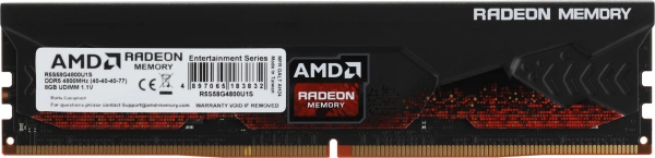 Память DDR5 8GB 4800MHz AMD R5S58G4800U1S Radeon R5 RTL PC5-38400 CL40 DIMM 288-pin 1.1В с радиатором Ret