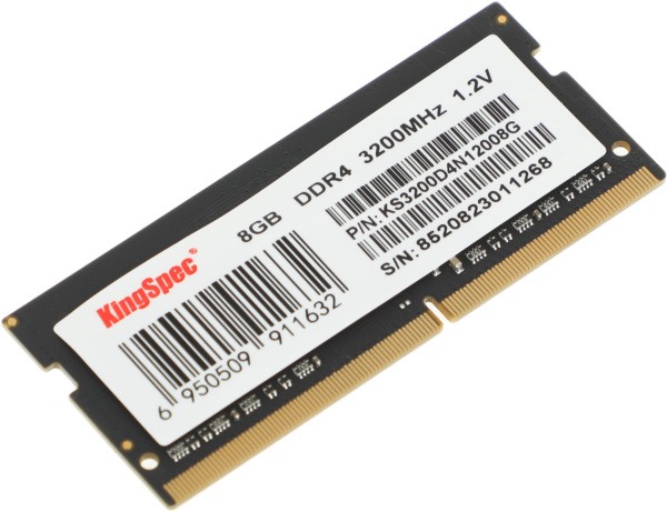 Память DDR4 8Gb 3200MHz Kingspec KS3200D4N12008G RTL PC3-12800 SO-DIMM 204-pin 1.35В