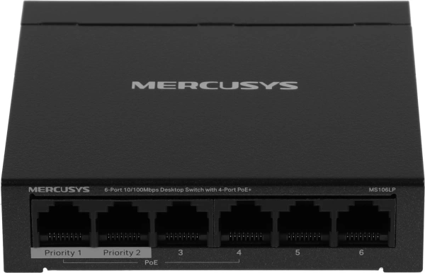 Коммутатор Mercusys MS106LP (L2) 6x100Мбит/с 4PoE+ 40W неуправляемый