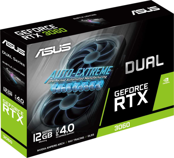 Видеокарта Asus PCI-E 4.0 DUAL-RTX3060-12G-V2 LHR NVIDIA GeForce RTX 3060 12Gb 192bit GDDR6 1777/15000 HDMIx1 DPx3 HDCP Ret