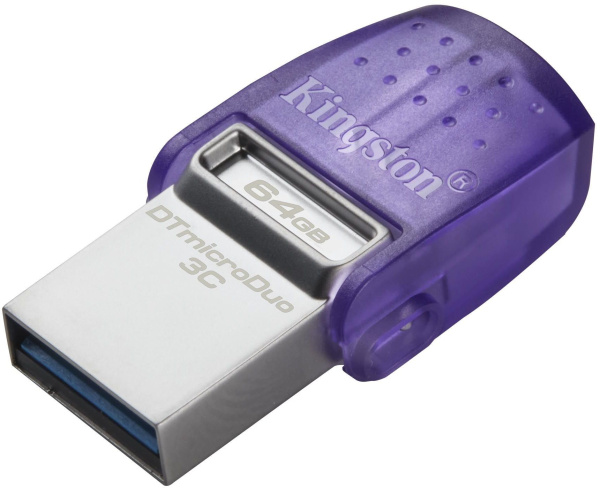 Флеш Диск Kingston 64Gb DataTraveler microDuo 3C DTDUO3CG3/64GB USB3.0 фиолетовый