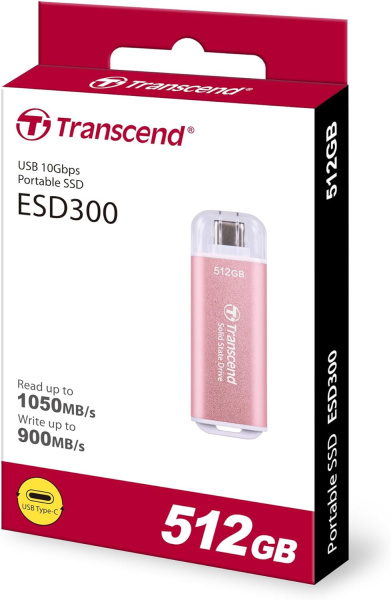 Накопитель SSD Transcend USB-C 512GB TS512GESD300P ESD300 розовый