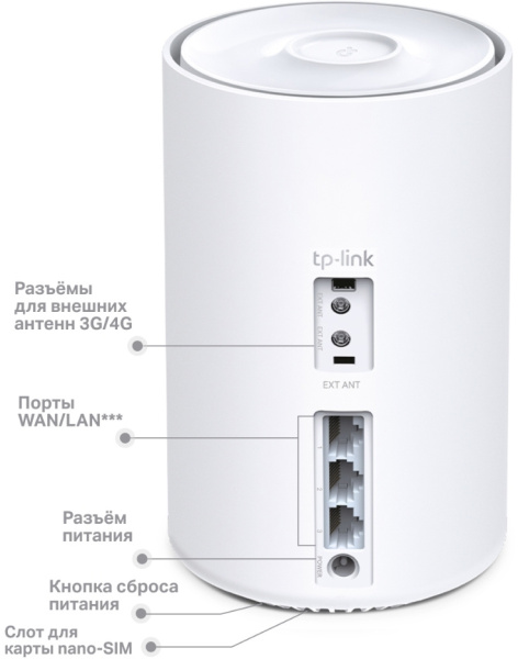 Бесшовный Mesh роутер TP-Link Deco X20-4G(1-pack) AX1800 10/100/1000BASE-TX/3G/4G/4G+ (упак.:1шт)