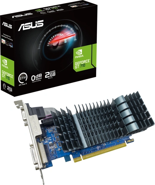 Видеокарта Asus PCI-E GT710-SL-2GD5-BRK-EVO NVIDIA GeForce GT 710 2Gb 64bit GDDR5 954/5012 DVIx1 HDMIx1 CRTx1 HDCP Ret low profile