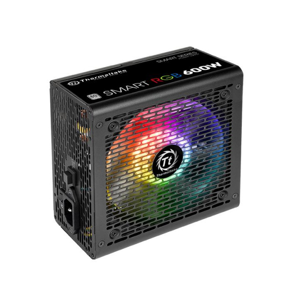 Блок питания Thermaltake ATX 600W Smart RGB 600 80+ (20+4pin) APFC 120mm fan color LED 6xSATA RTL