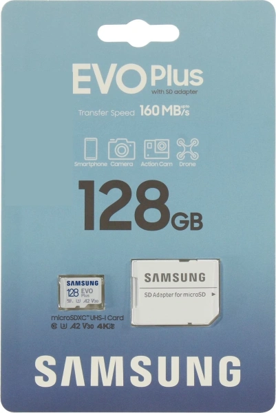 Флеш карта microSDXC 128GB Samsung MB-MC128SA/EU EVO Plus + adapter