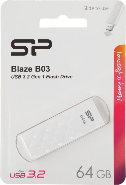 Флеш Диск Silicon Power 64Gb Blaze B03 SP064GBUF3B03V1W USB3.1 белый