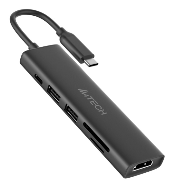 Разветвитель USB-C A4Tech DST-60C 2порт. серый