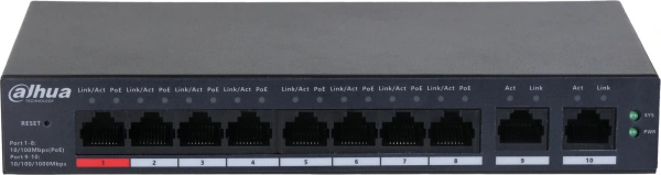 Коммутатор Dahua DH-CS4010-8ET-110 2xКомбо(1000BASE-T/SFP) управляемый