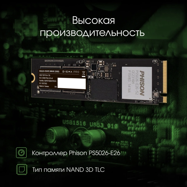 Накопитель SSD Digma Pro PCIe 5.0 x4 4TB DGPST5004TP6T4 Top P6 M.2 2280