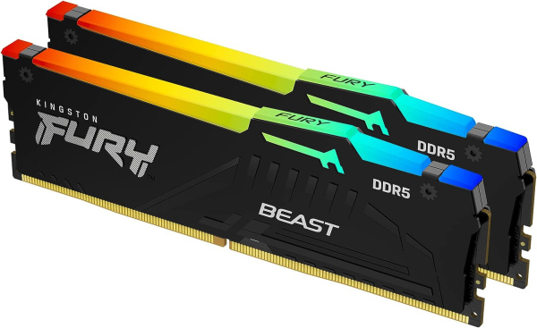 Память DDR5 2x32Gb 5600MHz Kingston KF556C40BBAK2-64 Fury Beast Black RGB RTL Gaming PC5-44800 CL40 DIMM 288-pin 1.25В dual rank с радиатором Ret