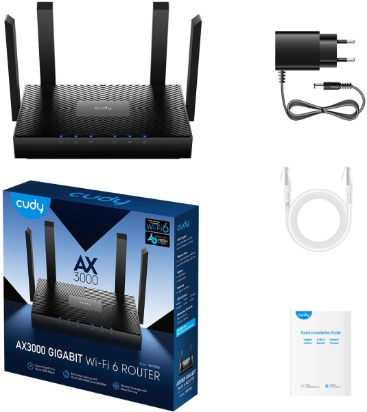 Роутер Cudy WR3000 AX3000 10/100BASE-TX/Wi-Fi черный