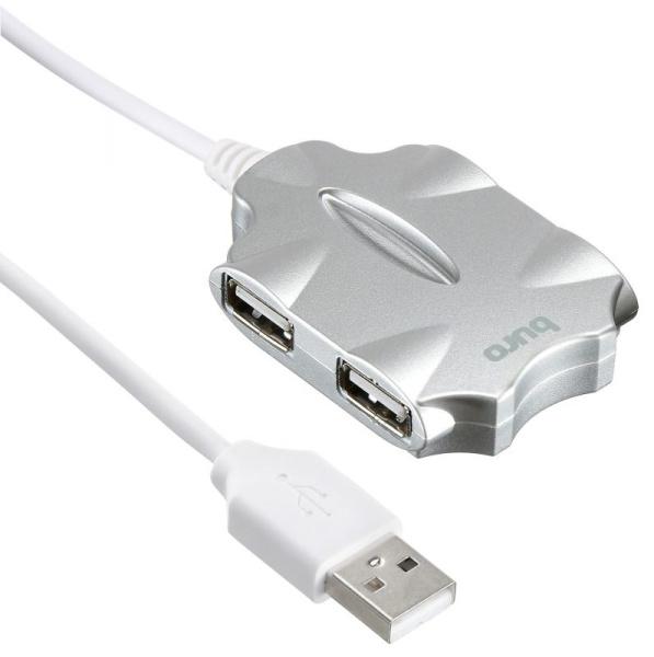 Разветвитель USB 2.0 Buro BU-HUB4-0.5-U2.0-Candy 4порт. серебристый