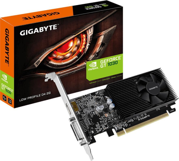 Видеокарта Gigabyte PCI-E GV-N1030D4-2GL NVIDIA GeForce GT 1030 2048Mb 64 DDR4 1177/2100 DVIx1 HDMIx1 HDCP Ret low profile