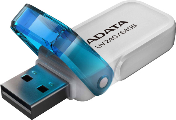 Флеш Диск A-Data 64GB UV240 AUV240-64G-RWH USB2.0 белый/голубой