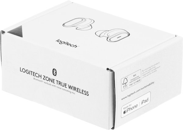 Наушники с микрофоном Logitech ZONE TRUE WIRELESS темно-серый вкладыши BT в ушной раковине (985-001082)