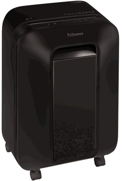 Шредер Fellowes PowerShred LX200 черный (секр.P-4) перекрестный 12лист. 22лтр. скрепки скобы пл.карты