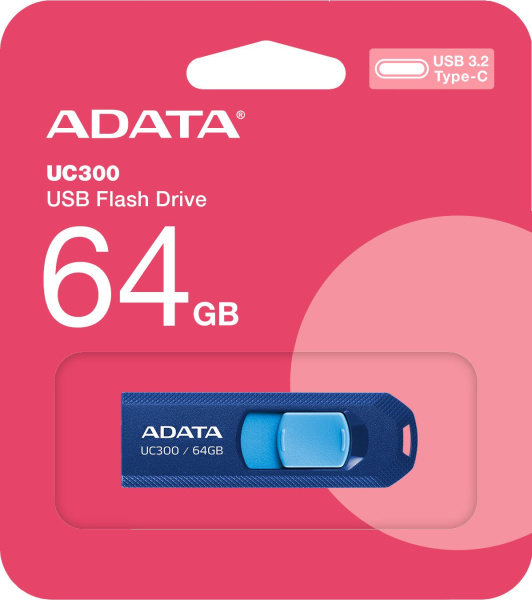 Флеш Диск A-Data 64GB Type-C UC300 ACHO-UC300-64G-RNB/BU USB3.2 синий/голубой