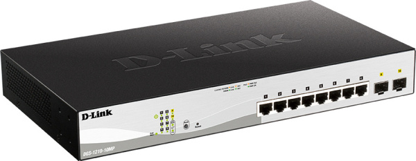 Коммутатор D-Link DGS-1210-10MP/F3A 8x1Гбит/с 2SFP 8PoE 130W настраиваемый