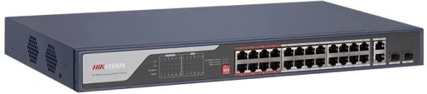 Коммутатор Hikvision DS-3E0326P-E(C) (L2) 24x1Гбит/с 2xКомбо(1000BASE-T/SFP) 2SFP 24PoE 370W неуправляемый