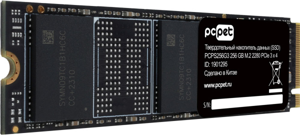 Накопитель SSD PC Pet PCIe 3.0 x4 256GB PCPS256G3 M.2 2280 OEM