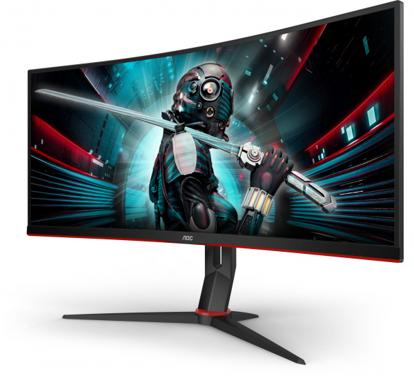 Монитор AOC 34" Gaming CU34G2X черный/красный VA LED 1ms 21:9 HDMI матовая HAS 300cd 178гр/178гр 3440x1440 144Hz FreeSync Premium DP FHD USB 8.1кг