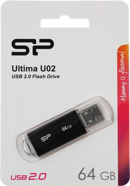 Флеш Диск Silicon Power 64Gb Ultima U02 SP064GBUF2U02V1K USB2.0 черный