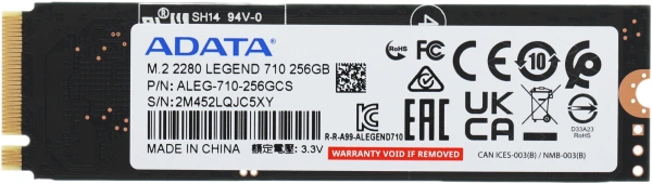 Накопитель SSD A-Data PCIe 3.0 x4 256GB ALEG-710-256GCS Legend 710 M.2 2280