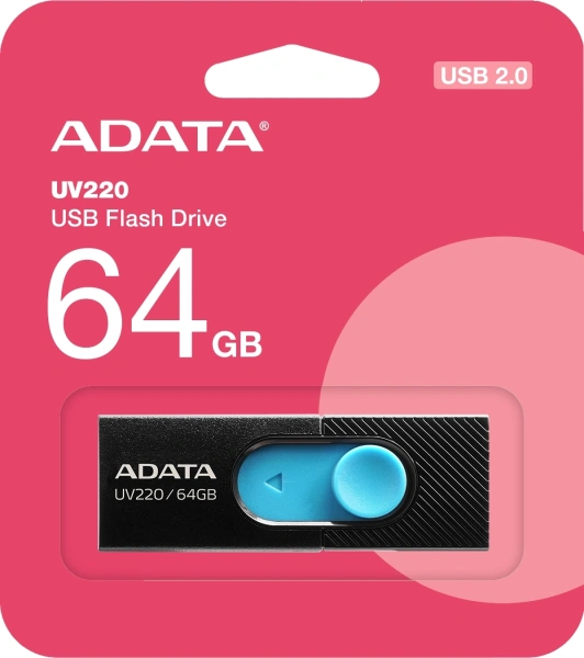 Флеш Диск A-Data 64Gb UV220 AUV220-64G-RBKBL USB2.0 черный/синий