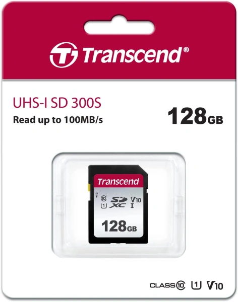 Флеш карта SDXC 128Gb Class10 Transcend TS128GSDC300S w/o adapter