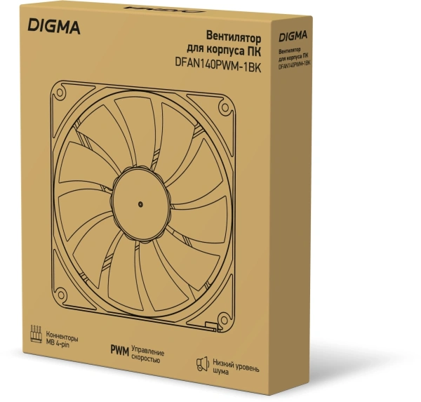 Вентилятор Digma DFAN140PWM-1BK 140x140x25mm черный 4-pin 20-28dB 135gr Ret