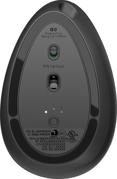 Мышь Logitech MX Vertical черный/серебристый оптическая 4000dpi беспров. BT/Radio USB 4but (910-005449)